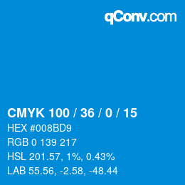 Code couleur: CMYK 100 / 36 / 0 / 15 | qconv.com