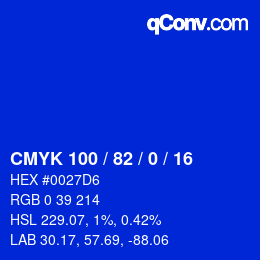 Color code: CMYK 100 / 82 / 0 / 16 | qconv.com