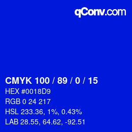 Código de color: CMYK 100 / 89 / 0 / 15 | qconv.com