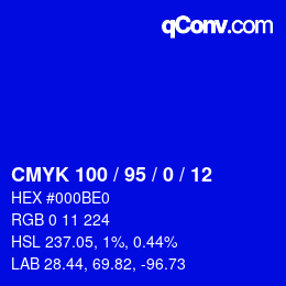 Código de color: CMYK 100 / 95 / 0 / 12 | qconv.com