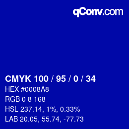 Color code: CMYK 100 / 95 / 0 / 34 | qconv.com