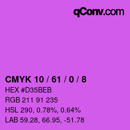 Color code: CMYK 10 / 61 / 0 / 8 | qconv.com