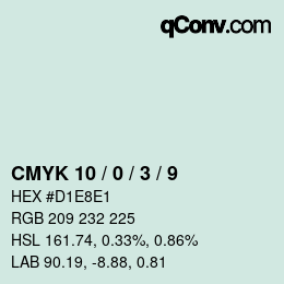 カラーコード: CMYK 10 / 0 / 3 / 9 | qconv.com