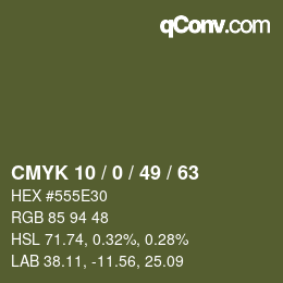 Code couleur: CMYK 10 / 0 / 49 / 63 | qconv.com