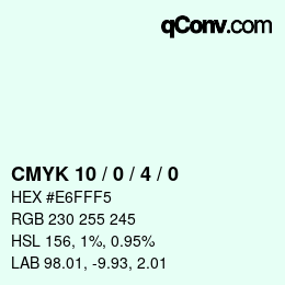 Código de color: CMYK 10 / 0 / 4 / 0 | qconv.com