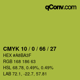 Color code: CMYK 10 / 0 / 66 / 27 | qconv.com