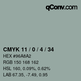 Color code: CMYK 11 / 0 / 4 / 34 | qconv.com