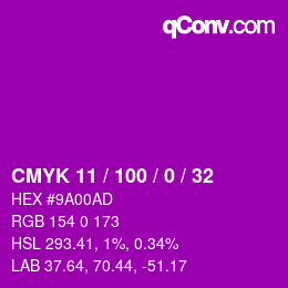 カラーコード: CMYK 11 / 100 / 0 / 32 | qconv.com