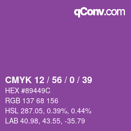 Code couleur: CMYK 12 / 56 / 0 / 39 | qconv.com