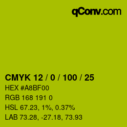 Código de color: CMYK 12 / 0 / 100 / 25 | qconv.com