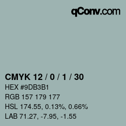 Code couleur: CMYK 12 / 0 / 1 / 30 | qconv.com