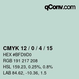 Code couleur: CMYK 12 / 0 / 4 / 15 | qconv.com