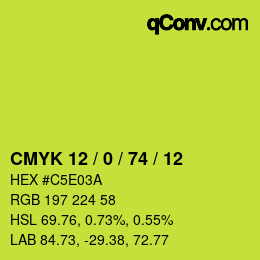 Code couleur: CMYK 12 / 0 / 74 / 12 | qconv.com