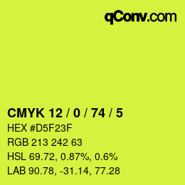 Code couleur: CMYK 12 / 0 / 74 / 5 | qconv.com