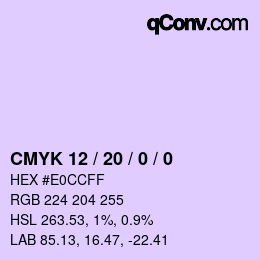 Code couleur: CMYK 12 / 20 / 0 / 0 | qconv.com