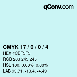 Code couleur: CMYK 17 / 0 / 0 / 4 | qconv.com