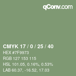 Color code: CMYK 17 / 0 / 25 / 40 | qconv.com