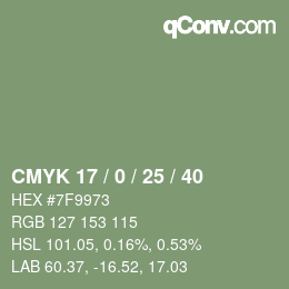 Color code: CMYK 17 / 0 / 25 / 40 | qconv.com