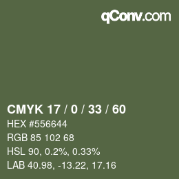 Color code: CMYK 17 / 0 / 33 / 60 | qconv.com