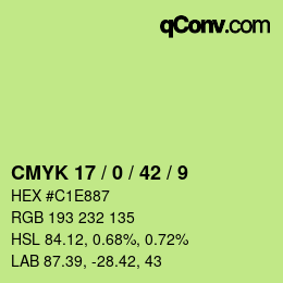 Color code: CMYK 17 / 0 / 42 / 9 | qconv.com