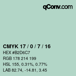 Farbcode: CMYK 17 / 0 / 7 / 16 | qconv.com