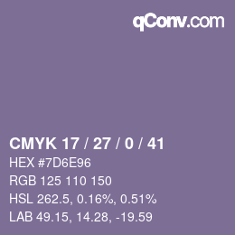 Color code: CMYK 17 / 27 / 0 / 41 | qconv.com