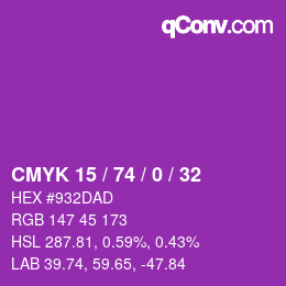 Farbcode: CMYK 15 / 74 / 0 / 32 | qconv.com