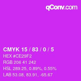 カラーコード: CMYK 15 / 83 / 0 / 5 | qconv.com