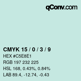 Code couleur: CMYK 15 / 0 / 3 / 9 | qconv.com