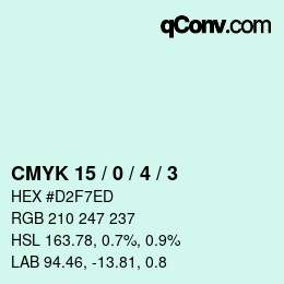 カラーコード: CMYK 15 / 0 / 4 / 3 | qconv.com