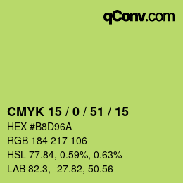 カラーコード: CMYK 15 / 0 / 51 / 15 | qconv.com