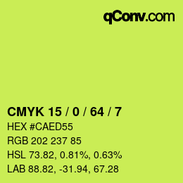 Farbcode: CMYK 15 / 0 / 64 / 7 | qconv.com