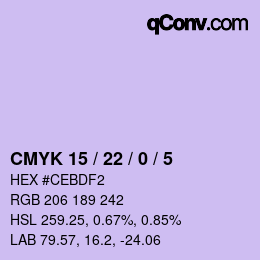 Code couleur: CMYK 15 / 22 / 0 / 5 | qconv.com