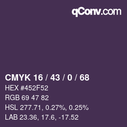 Code couleur: CMYK 16 / 43 / 0 / 68 | qconv.com