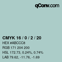 Color code: CMYK 16 / 0 / 2 / 20 | qconv.com