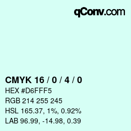 カラーコード: CMYK 16 / 0 / 4 / 0 | qconv.com