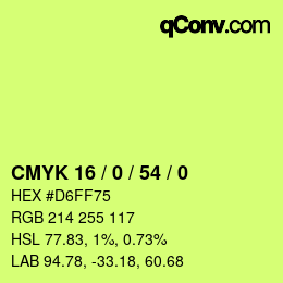 Color code: CMYK 16 / 0 / 54 / 0 | qconv.com