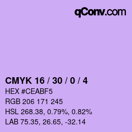 Code couleur: CMYK 16 / 30 / 0 / 4 | qconv.com