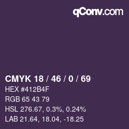 Color code: CMYK 18 / 46 / 0 / 69 | qconv.com