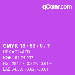 Color code: CMYK 18 / 69 / 0 / 7 | qconv.com