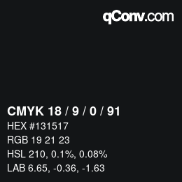 Farbcode: CMYK 18 / 9 / 0 / 91 | qconv.com