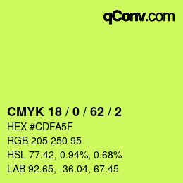 Farbcode: CMYK 18 / 0 / 62 / 2 | qconv.com