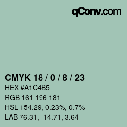 Color code: CMYK 18 / 0 / 8 / 23 | qconv.com