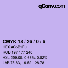 Código de color: CMYK 18 / 26 / 0 / 6 | qconv.com