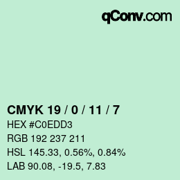 カラーコード: CMYK 19 / 0 / 11 / 7 | qconv.com