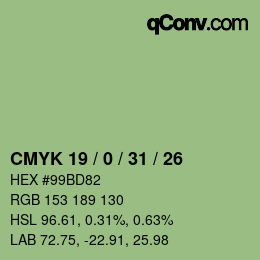 Color code: CMYK 19 / 0 / 31 / 26 | qconv.com