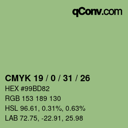 Color code: CMYK 19 / 0 / 31 / 26 | qconv.com