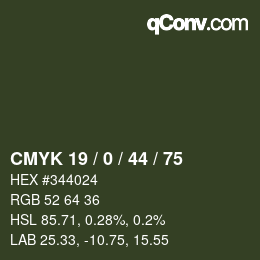 Color code: CMYK 19 / 0 / 44 / 75 | qconv.com