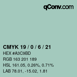 Código de color: CMYK 19 / 0 / 6 / 21 | qconv.com