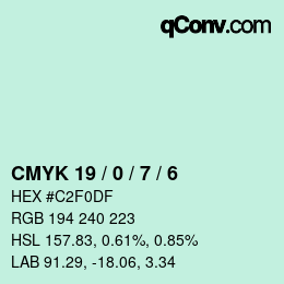 カラーコード: CMYK 19 / 0 / 7 / 6 | qconv.com